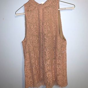 Blush lace sleeveless blouse